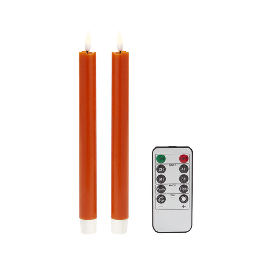 Orange Wax LED Candles - Set of 2