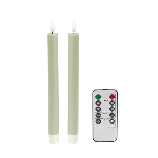 Sage Green Wax  LED Candles - Set of 2