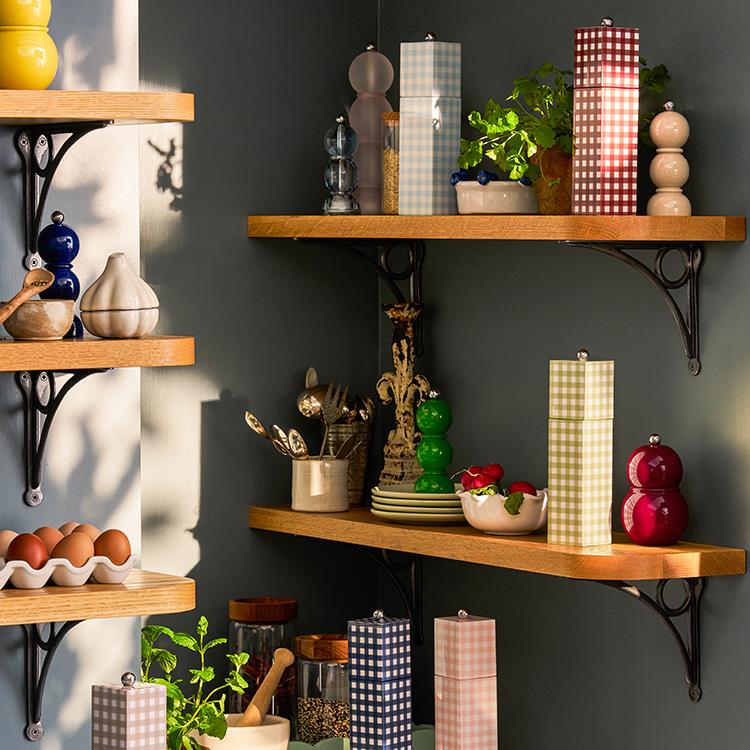 Cherry Gingham Square Pillar Salt or Pepper Mill - Addison Ross Ltd UK