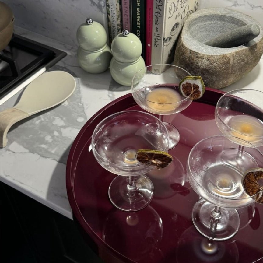 Cherry Straight Round Medium Lacquered Tray - Addison Ross Ltd UK