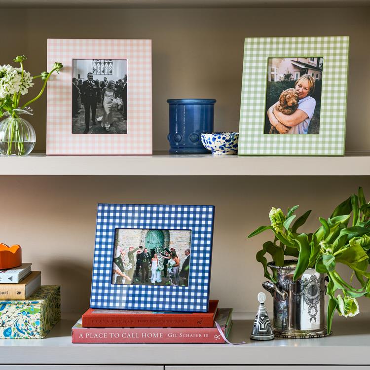 Navy Gingham Lacquer Photo Frame - Addison Ross Ltd UK