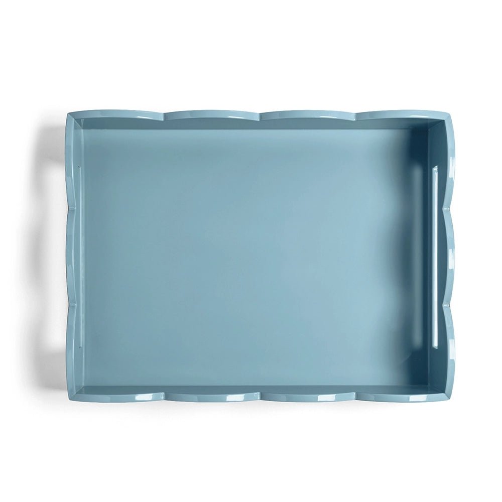 Orange & Chambray Lacquered Scallop Medium Two - Tone Tray - Addison Ross Ltd UK