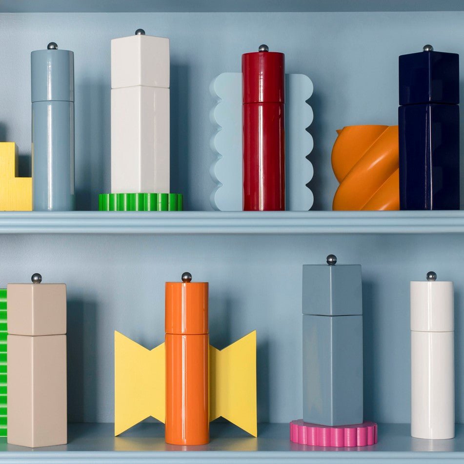 Orange Round Column Salt or Pepper Mill, lacquered, medium size - Addison Ross UK