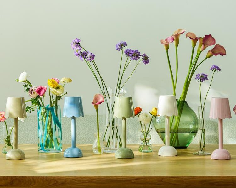 Sage Green Scallop Rechargeable LED Lamp - Addison Ross Ltd UK