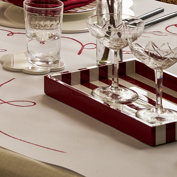 Small Burgundy Striped Tray - Addison Ross Ltd UK