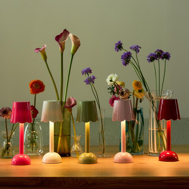 Watermelon Pink Scallop Rechargeable LED Lamp - Addison Ross Ltd UK