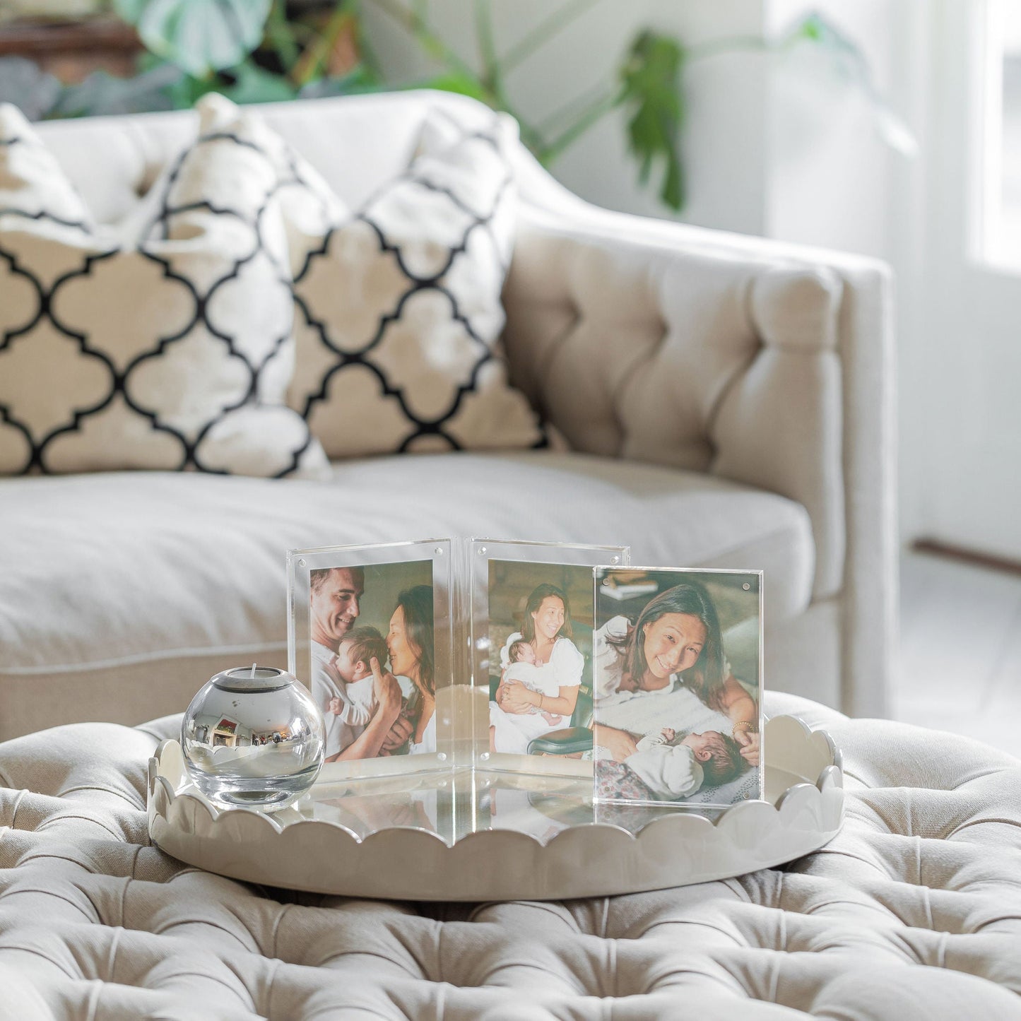 Cappuccino Round Large Lacquered Scallop Tray - Addison Ross Ltd UK