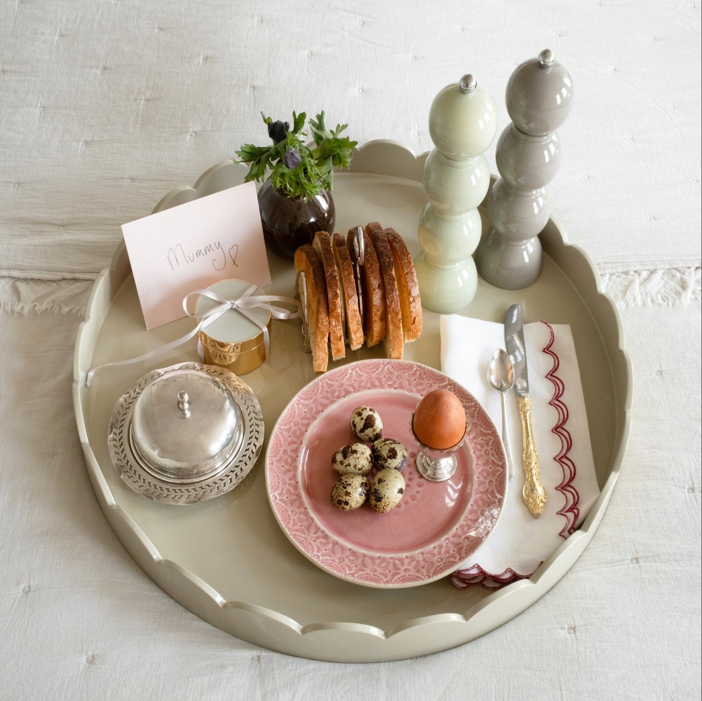 Chiffon Grey Bobbin Salt or Pepper Mill - Addison Ross Ltd UK