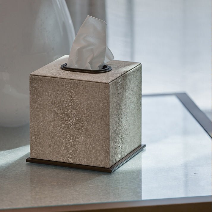 Ecru Faux Shagreen Tissue Box - Addison Ross Ltd UK