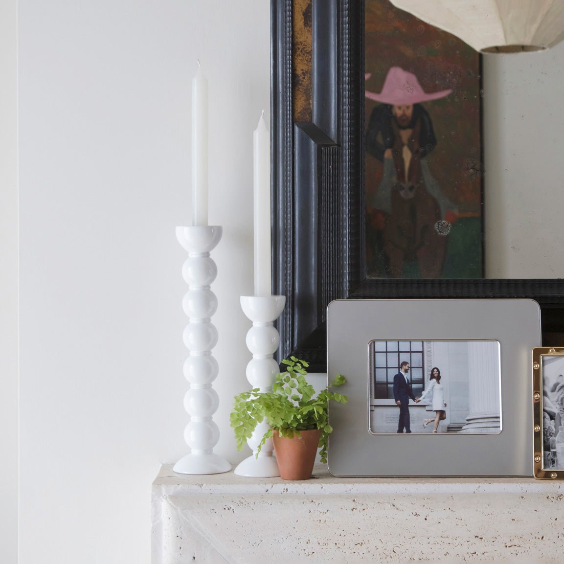 Extra Tall White Bobbin Candlestick - 33cm - Addison Ross Ltd UK