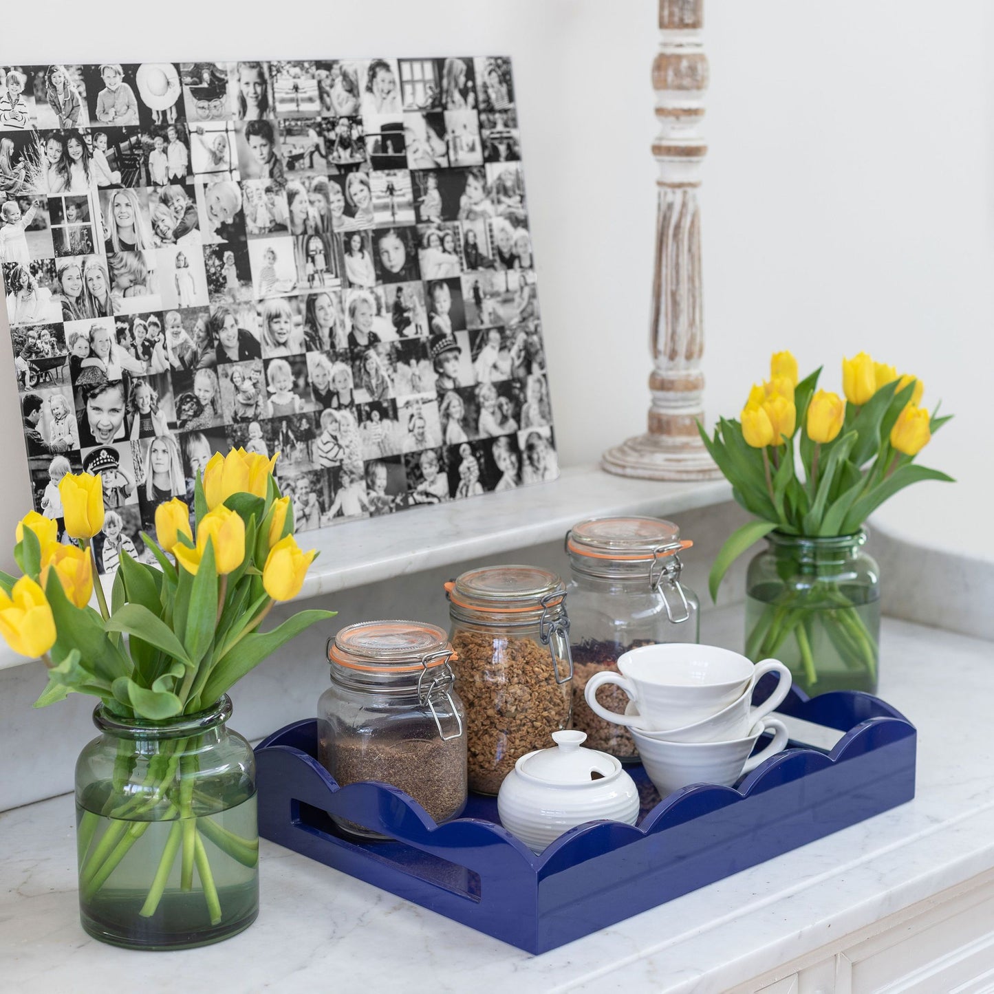 Navy Medium Lacquered Scallop Serving Tray - Addison Ross Ltd UK