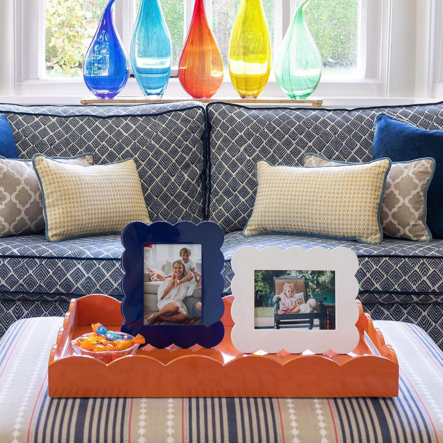 Navy Scalloped Lacquer Photo Frame - Addison Ross Ltd UK