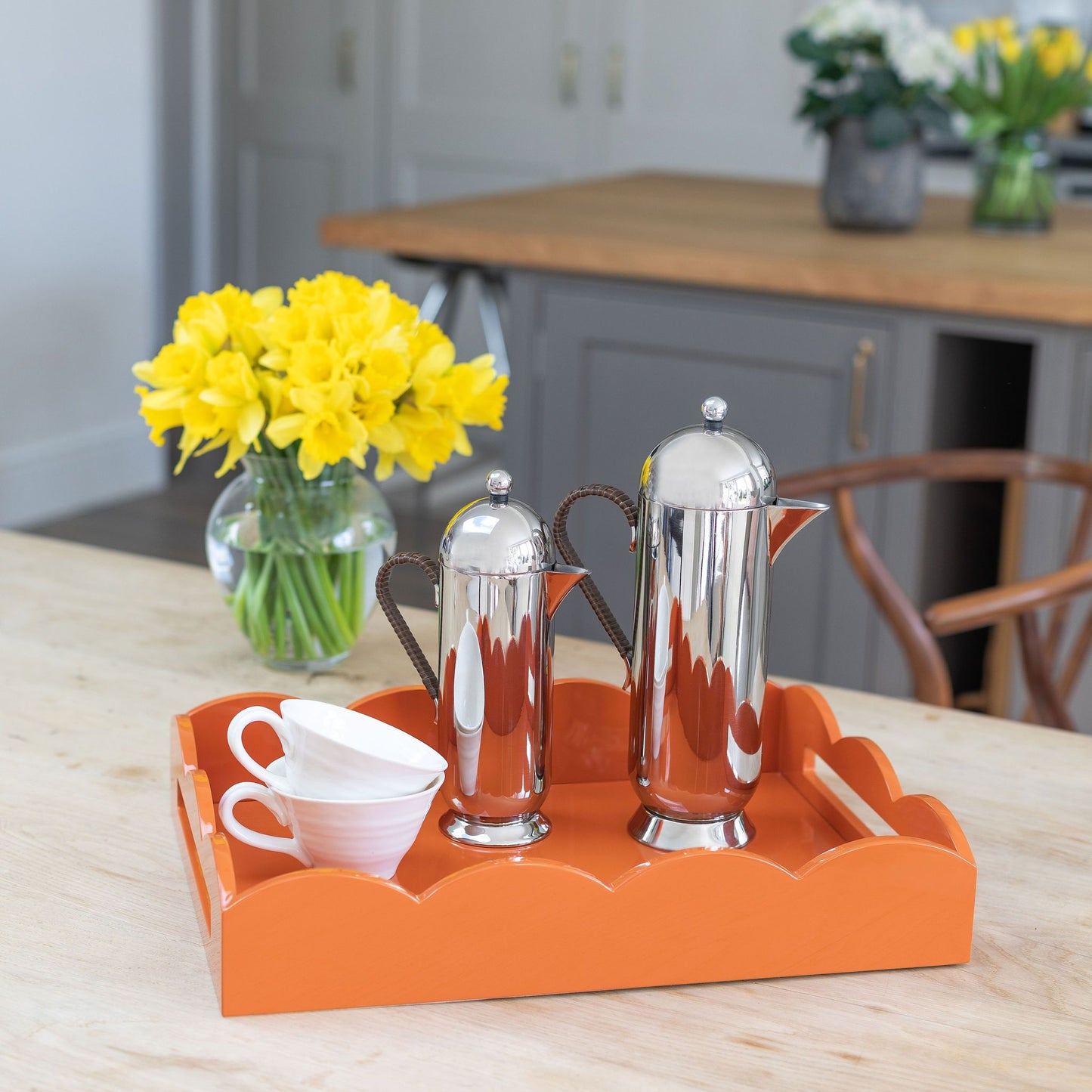 Orange Medium Lacquered Scallop Serving Tray - Addison Ross Ltd UK