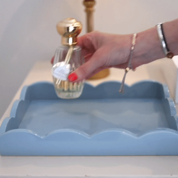 Pale Denim Small Lacquered Scalloped Tray - Addison Ross Ltd UK