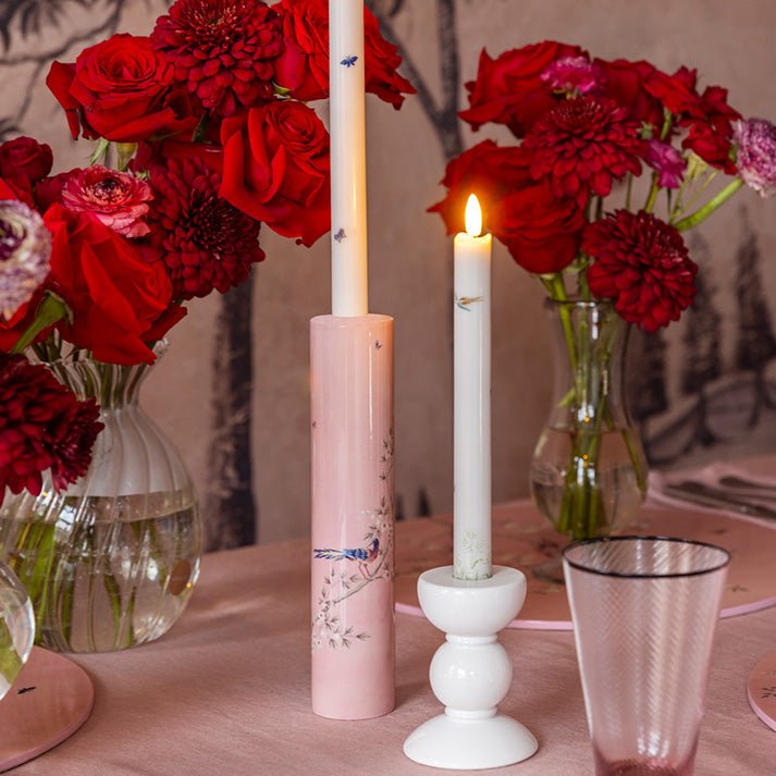 Pink Chinoiserie Candlestick - Addison Ross Ltd UK