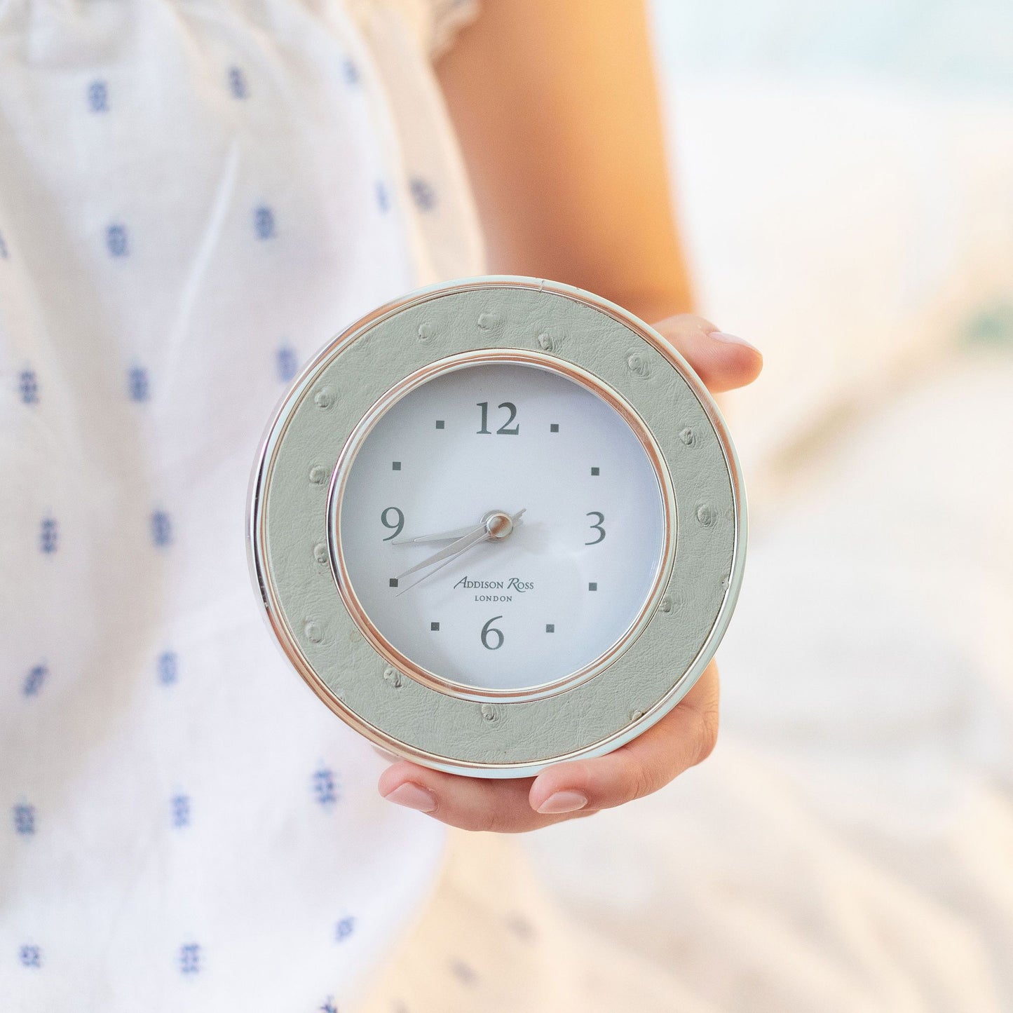 Shadow Ostrich Silver Alarm Clock - Addison Ross Ltd UK