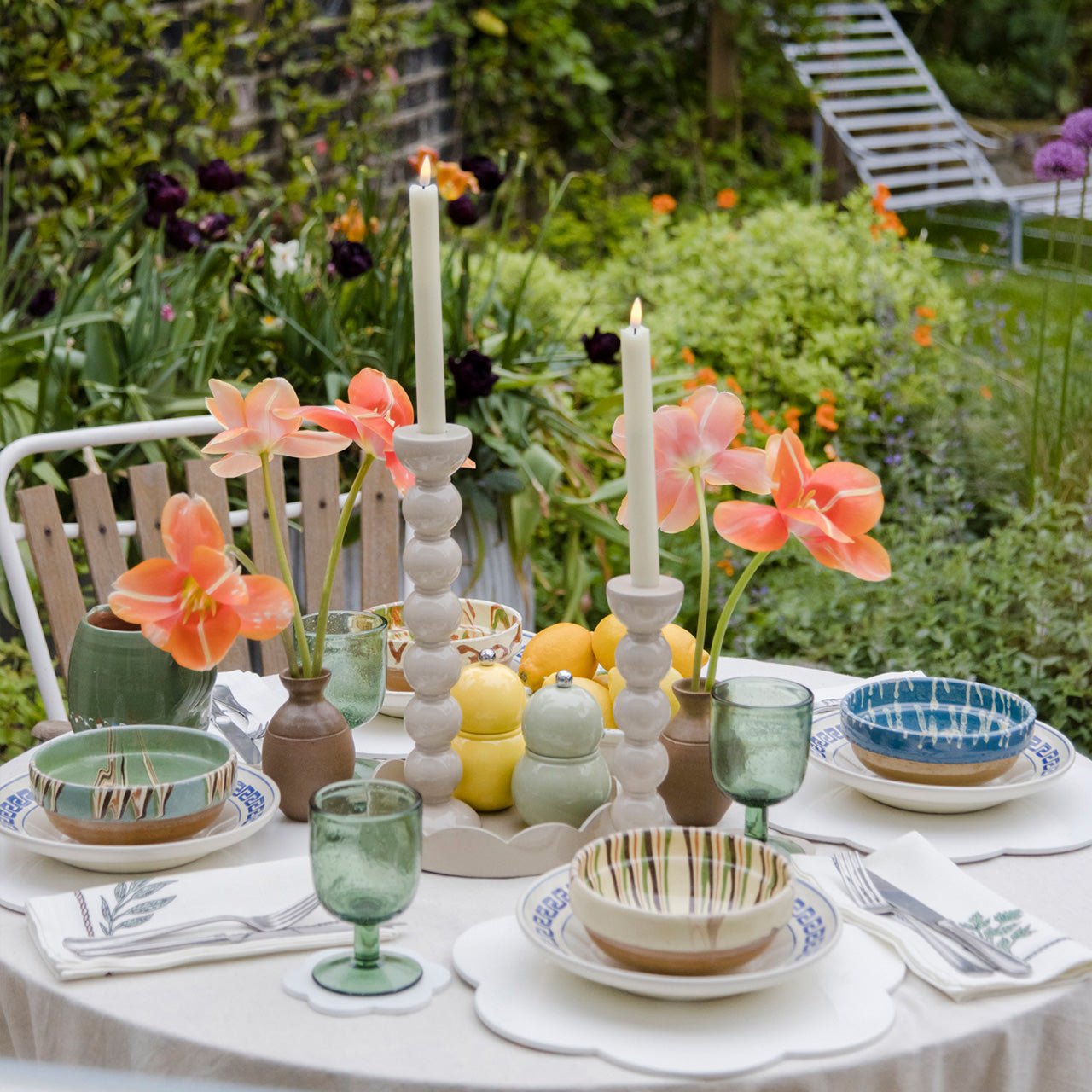 Tall Cappuccino Bobbin Candlestick - 24cm - Addison Ross Ltd UK