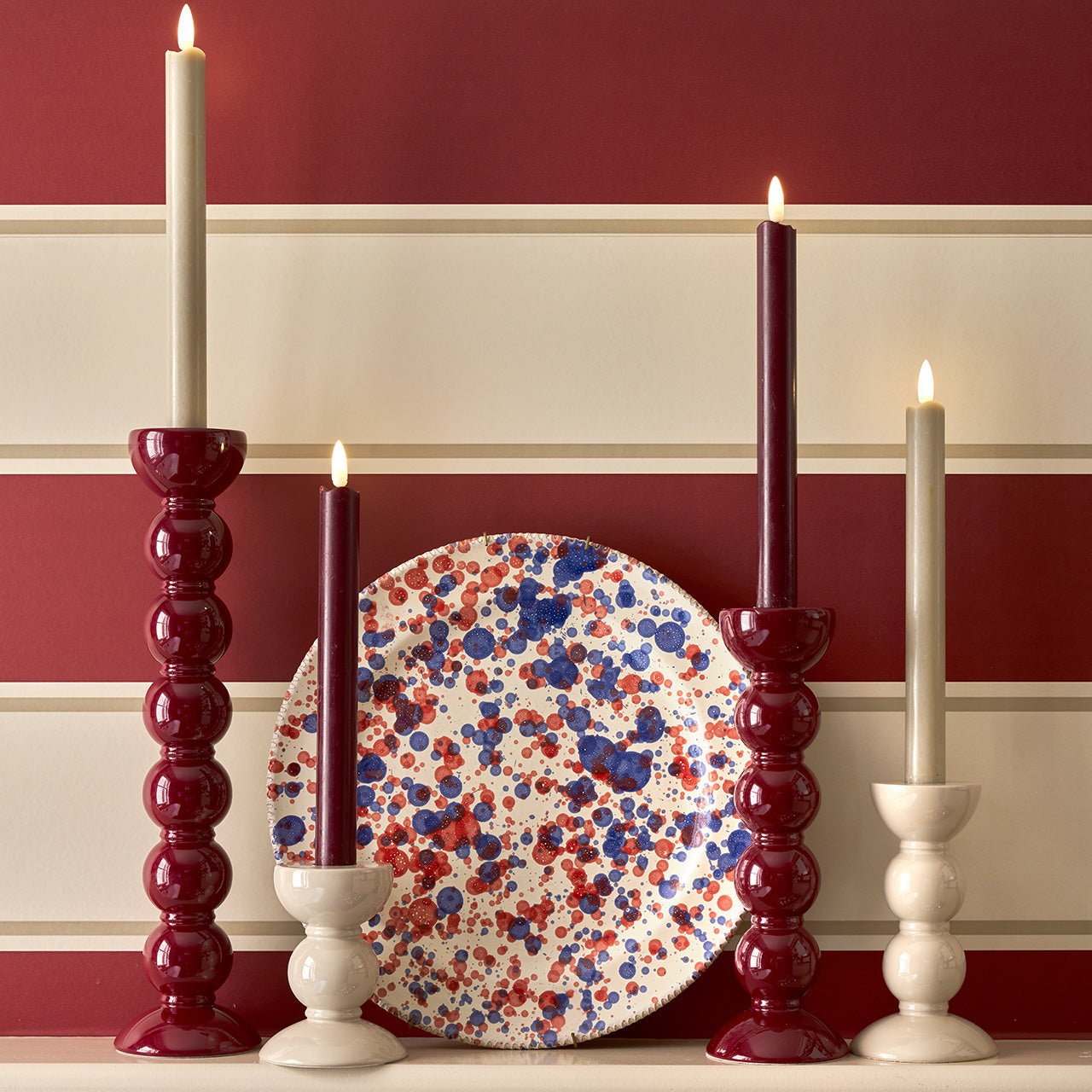 Tall Cherry Bobbin Candlestick - 24cm - Addison Ross Ltd UK