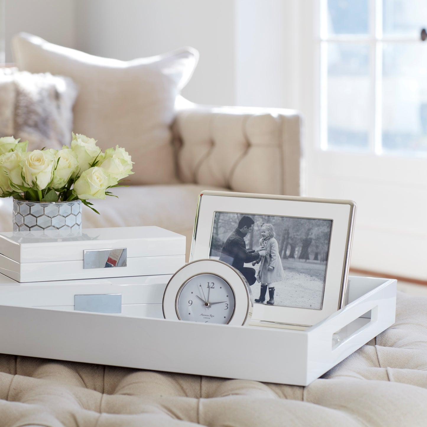 White Large Lacquered Ottoman Tray - Addison Ross Ltd UK