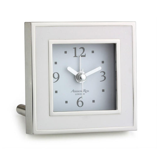 White & Silver Square Silent Alarm Clock - Addison Ross Ltd UK