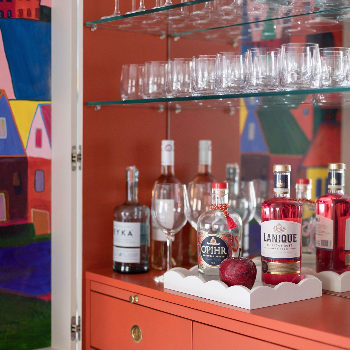 White Small Lacquered Scalloped Vanity Tray - Addison Ross Ltd UK