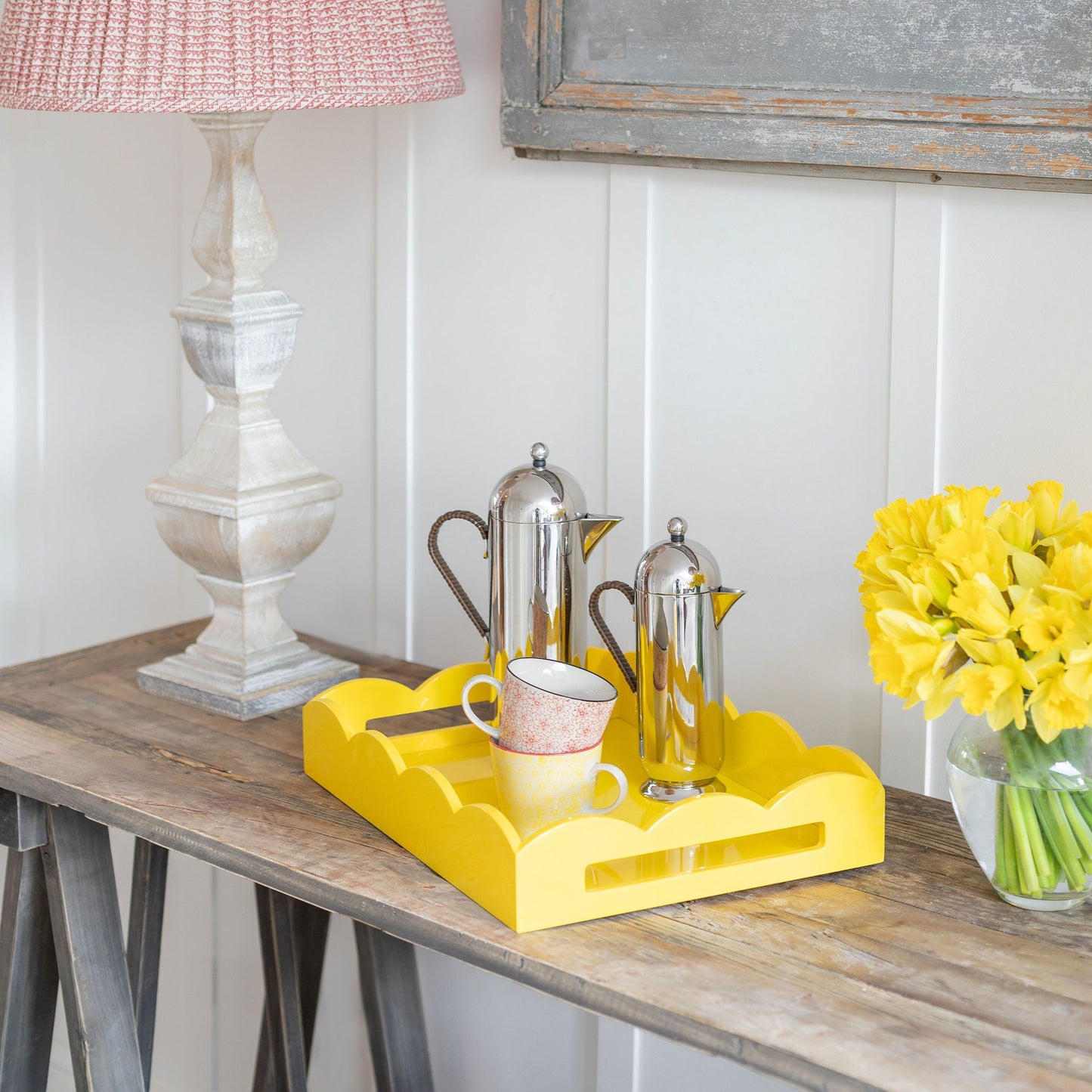 Yellow Medium Lacquered Scallop Serving Tray - Addison Ross Ltd UK