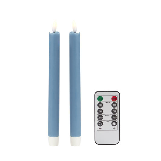 Chambray Blue Wax LED Candles - Set of 2