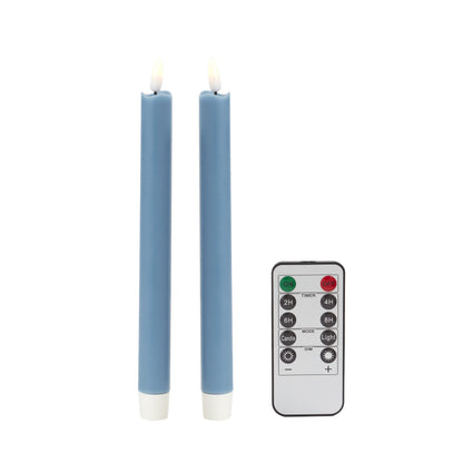 Chambray Blue Wax LED Candles - Set of 2 - Addison Ross Ltd UK