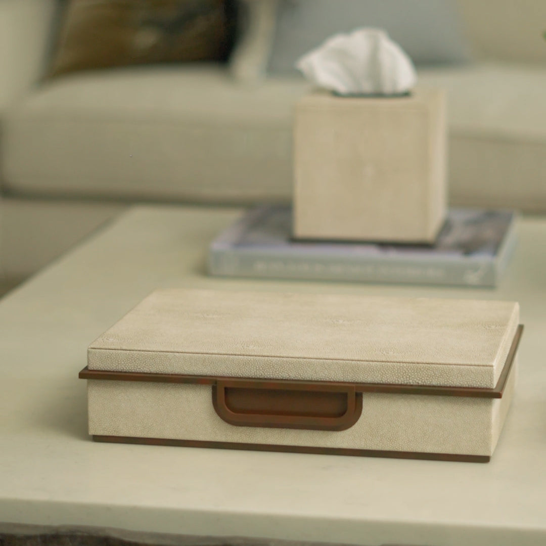 Large Ecru Faux Shagreen Box