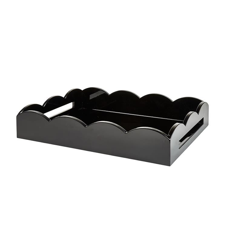 Black Medium Lacquered Scallop Serving Tray - Addison Ross Ltd UK