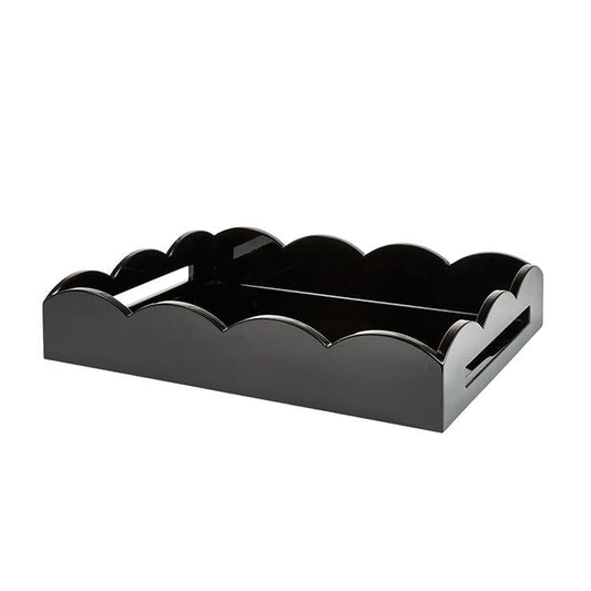 Black Medium Lacquered Scallop Serving Tray - Addison Ross Ltd UK