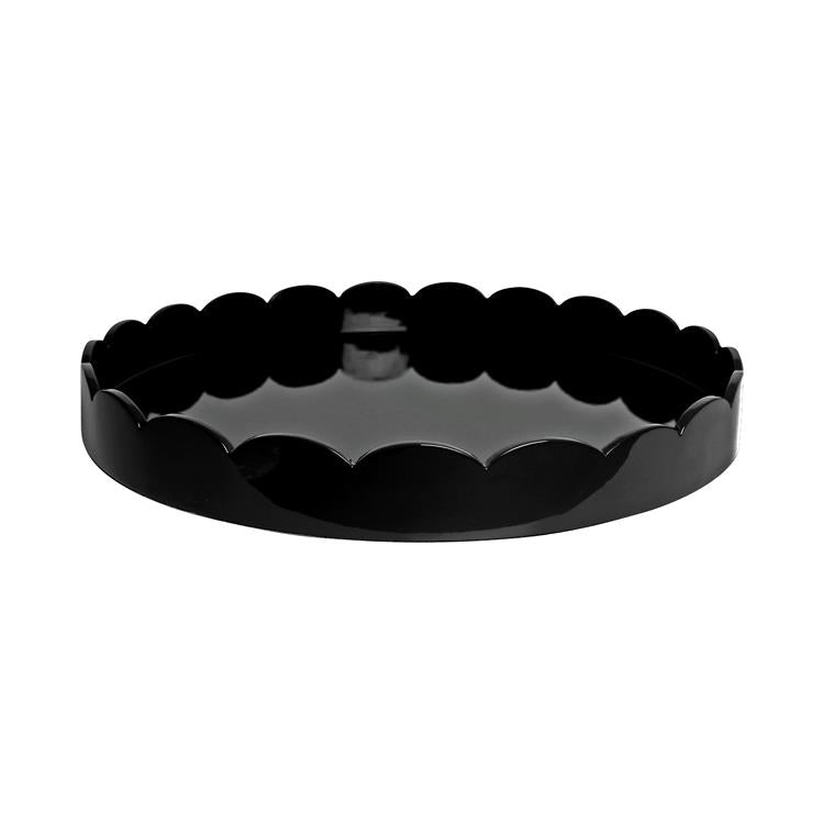 Black Round Medium Lacquered Scallop Tray - Addison Ross Ltd UK