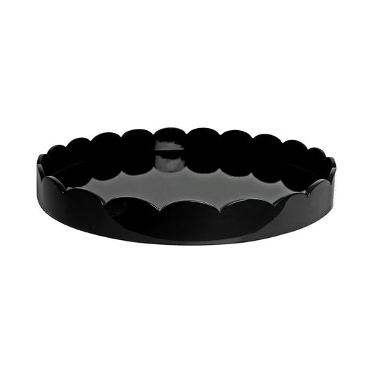 Black Round Medium Lacquered Scallop Tray - Addison Ross Ltd UK
