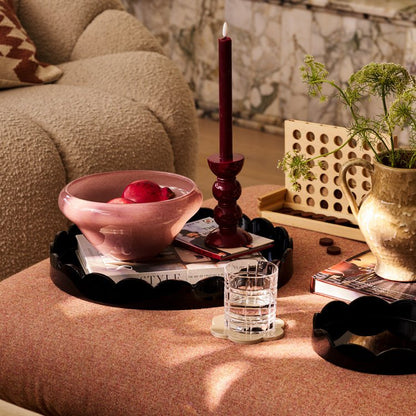 Black Round Medium Lacquered Scallop Tray - Addison Ross Ltd UK