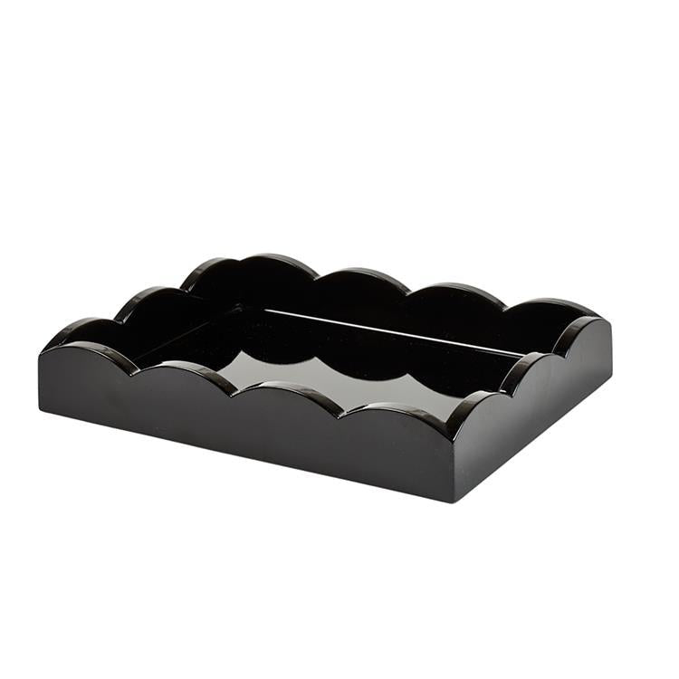 Black Small Lacquered Scalloped Tray - Addison Ross Ltd UK