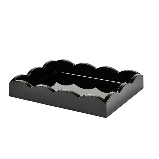 Black Small Lacquered Scalloped Tray - Addison Ross Ltd UK