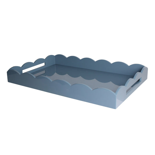 Chambray Blue Large Lacquered Scallop Ottoman Tray – Limited Edition - Addison Ross Ltd UK