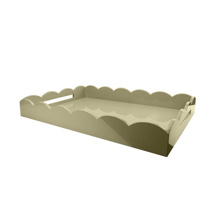 Chiffon Grey Large Lacquered Scallop Ottoman Tray - Addison Ross Ltd UK