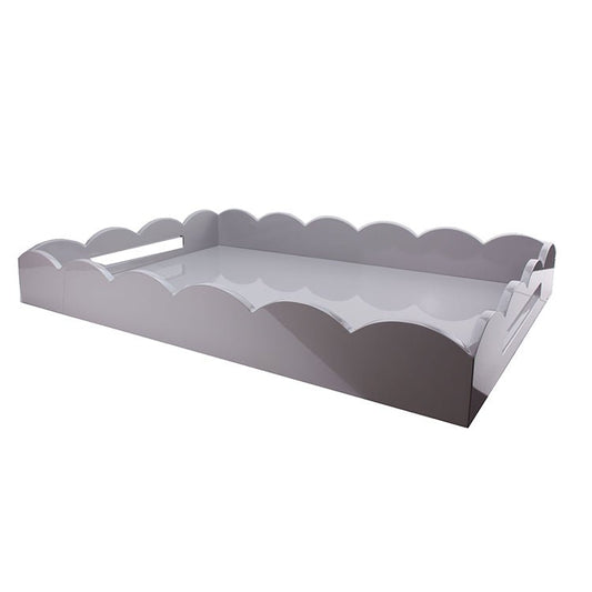 Chiffon Grey Large Lacquered Scallop Ottoman Tray - Addison Ross Ltd UK