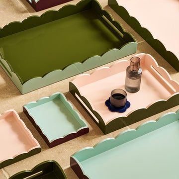 Small Eau De Nil Scalloped Lacquered Tray main image 0