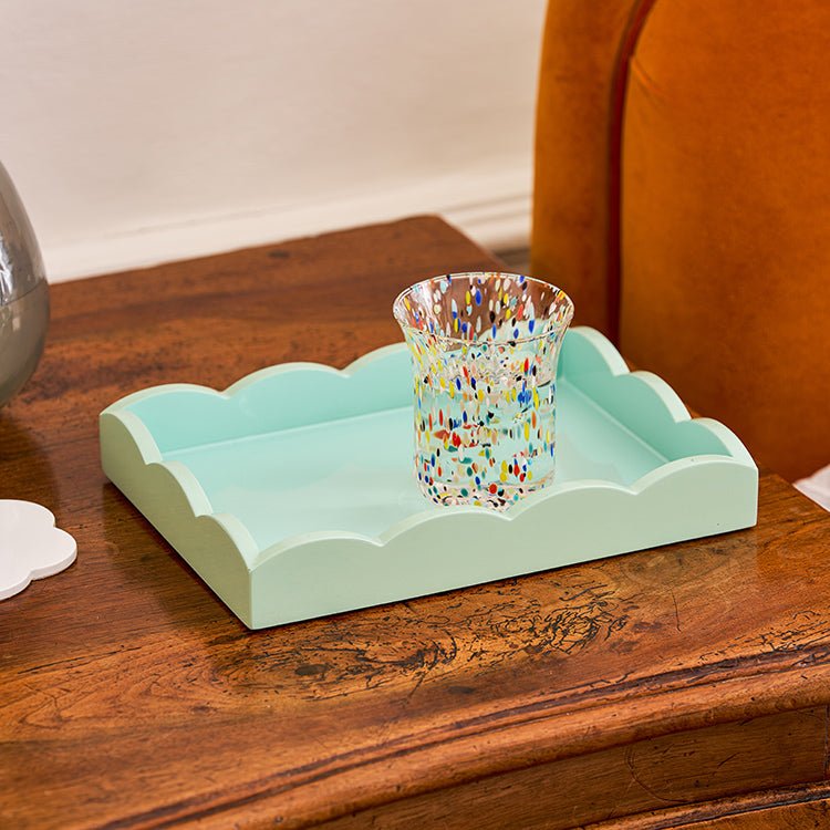 Eau De Nil Small Lacquered Scalloped Tray - Addison Ross Ltd UK