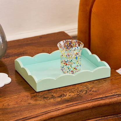 Eau De Nil Small Lacquered Scalloped Tray - Addison Ross Ltd UK
