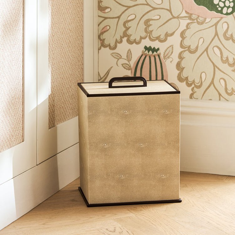 Ecru Faux Shagreen Bin - Addison Ross Ltd UK
