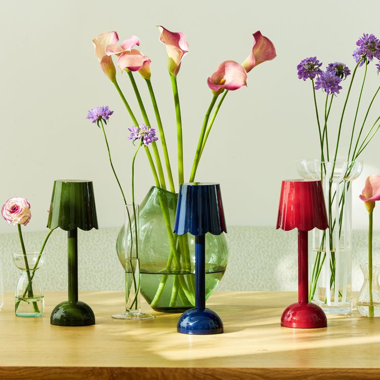 Khaki Green Scallop Rechargeable LED Lamp - Addison Ross Ltd UK