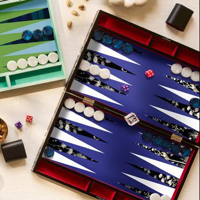 Lacquer Backgammon Set Black Chinoiserie - Addison Ross Ltd UK