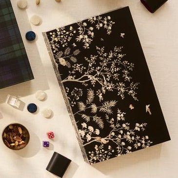 Lacquer Backgammon Set Black Chinoiserie - Addison Ross Ltd UK