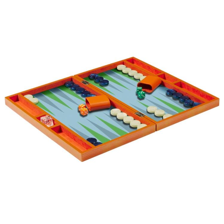 Lacquer Backgammon Set Orange Crocodile - Addison Ross Ltd UK