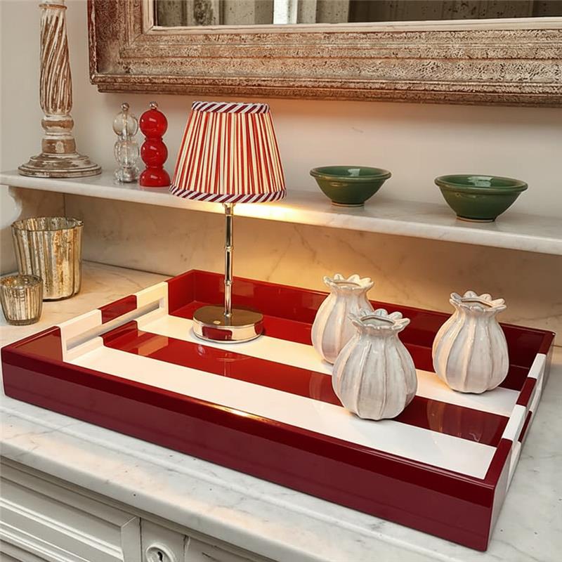 Large Ottoman Burgundy Striped Tray - Addison Ross Ltd UK