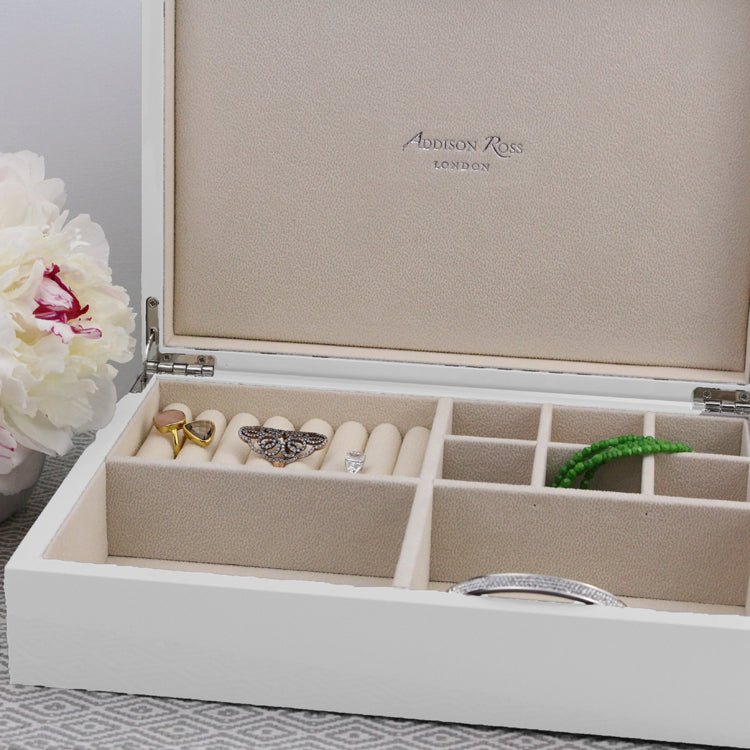 Large White Jewellery Box with Gold - Addison Ross Ltd UK