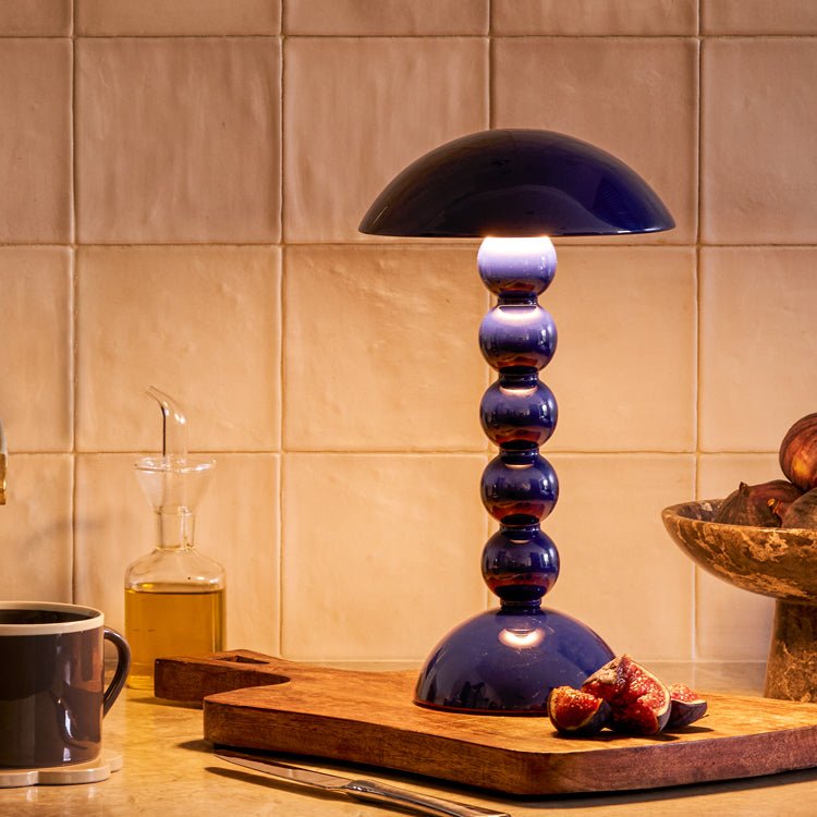 Navy Lacquer Rechargeable Bobbin LED Lamp - Addison Ross Ltd UK